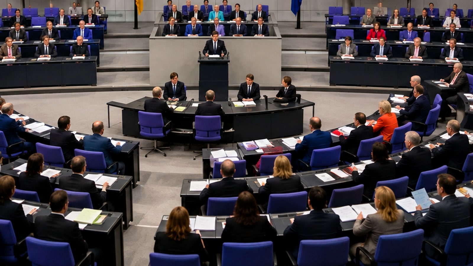 Blick in einen parlamentarischen Plenarsaal während einer Sitzung – die beschlossene Änderung des Betriebsrentengesetzes tritt zum 1. Januar 2027 in Kraft.