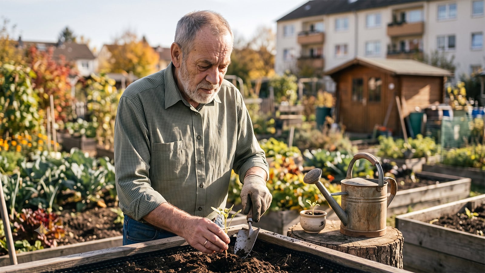 EM-Rentner im Garten frustriert über die Verrechnung der Nachzahlung