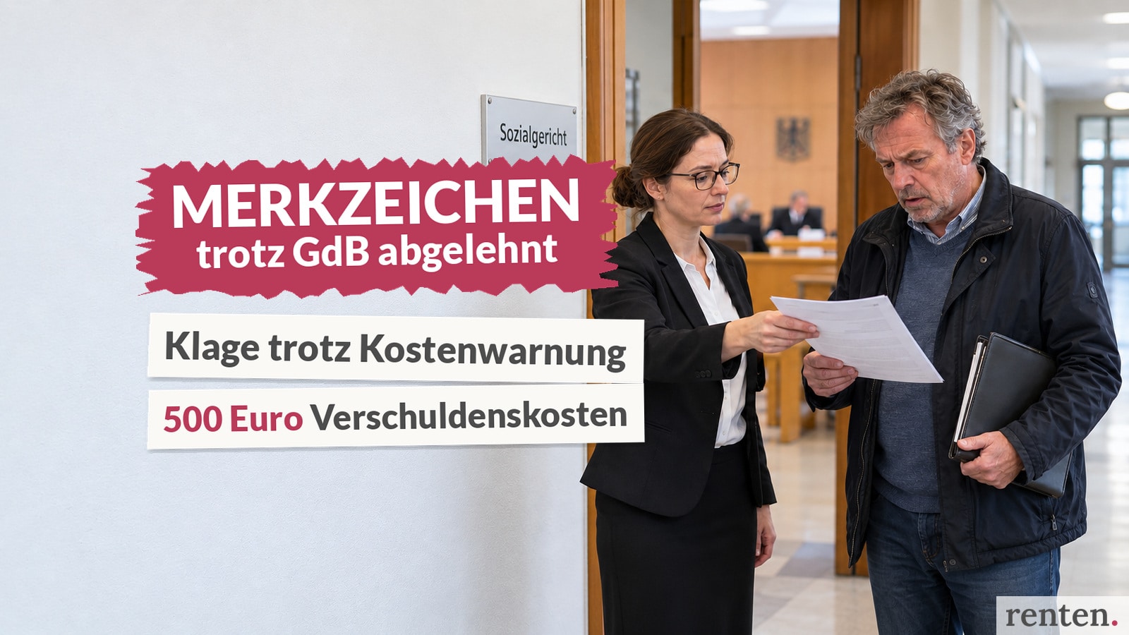 Merkzeichen trotz GdB abgelehnt – Klage führt nach Kostenwarnung zu 500 Euro Verschuldenskosten