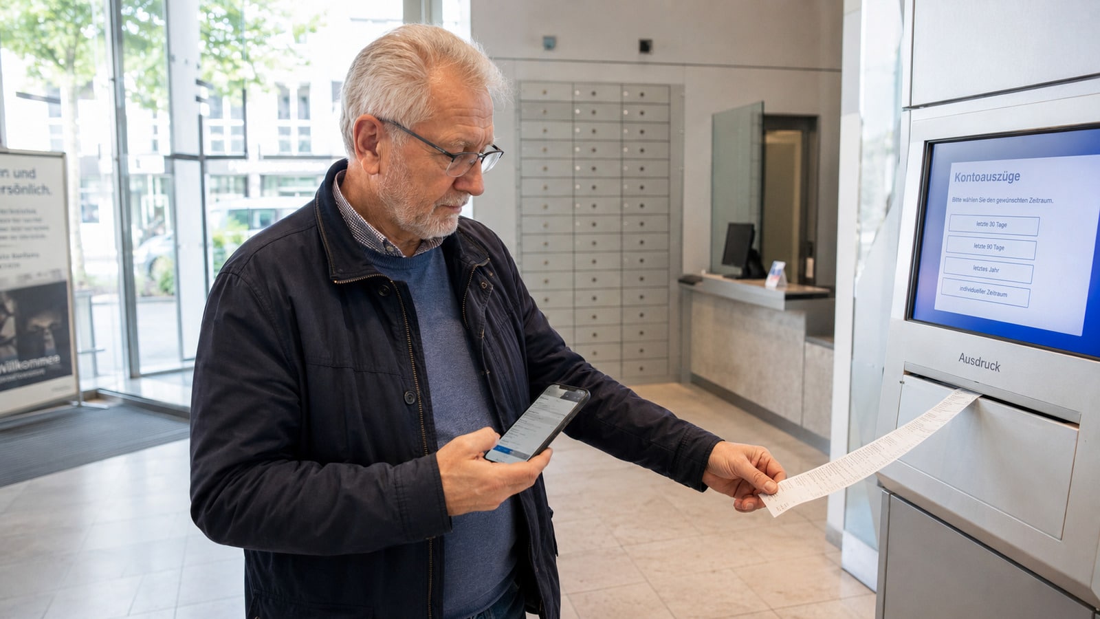 Rentner prüft eine Jahressteuerbescheinigung seiner Bank auf einbehaltene Kapitalertragsteuer