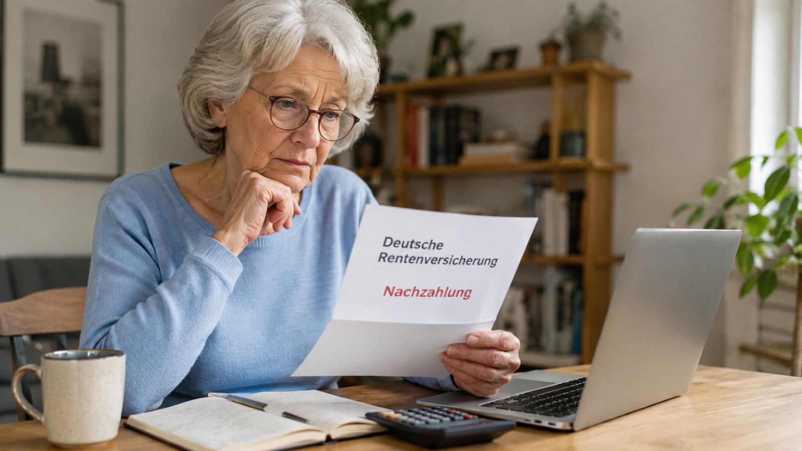 Rentnerin liest Schreiben der Rentenversicherung, in der die Rentenkasse Beträge zurückfordert