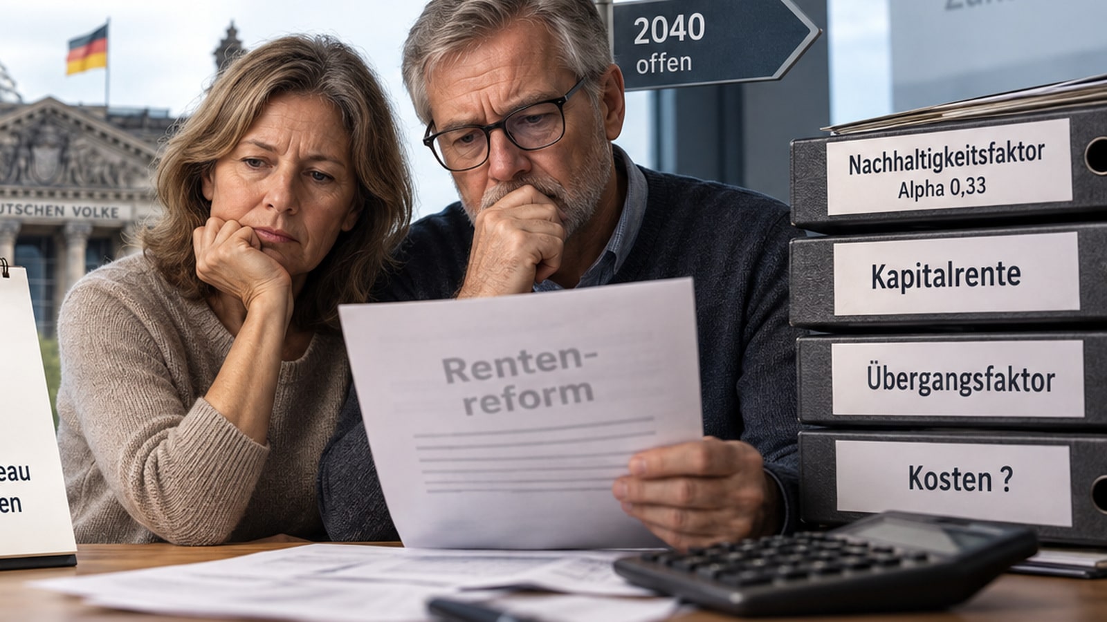Ehepaar rechnet das mögliche Rentenniveau nach 2032 und ab 2040 nach.