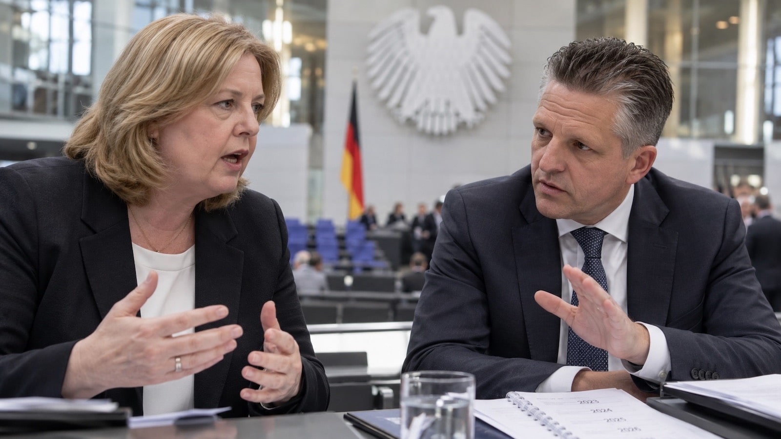 Bärbel Bas und Thorsten Frei im politischen Gespräch über die Zukunft der Rente mit 63