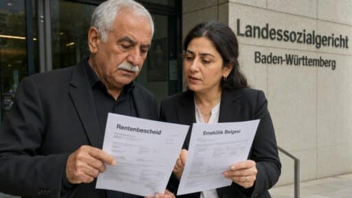 Witwer und Anwältin mit deutschem und türkischem Rentenbescheid vor dem Landessozialgericht